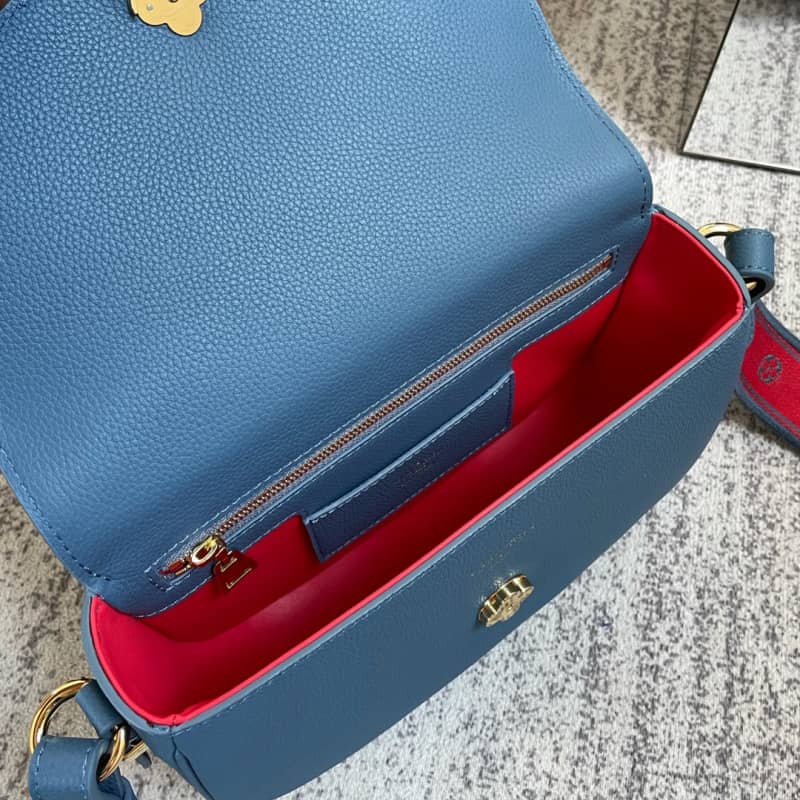 Louis Vuitton Pont 9 Soft MM Grained Calfskin Leather Replica Bag Blue M58968