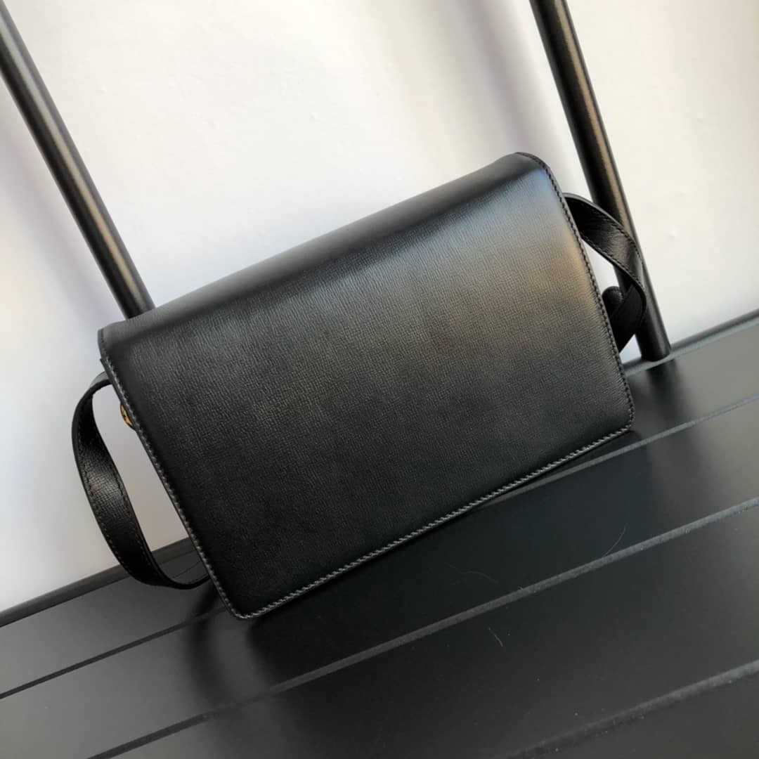 Gucci GG Ring Torchon Leather Shoulder Bag Replica Black 589474