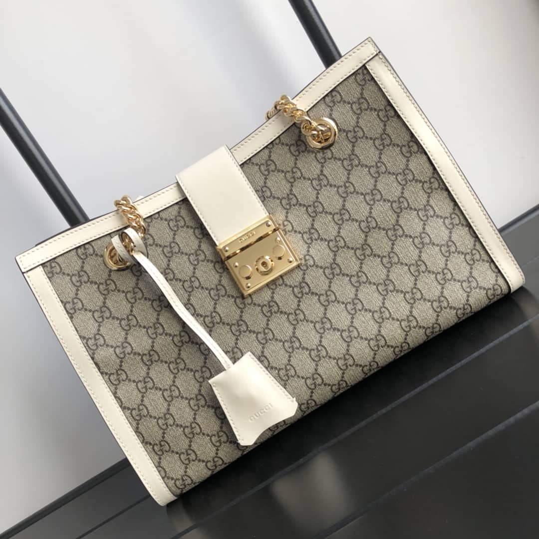 Gucci Padlock Medium GG Supreme Shoulder Bag Replica Gray White 479197