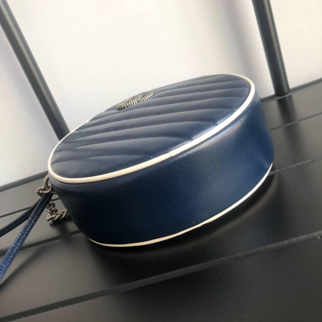 Gucci GG Marmont Round Mini Shoulder Bag Replica Blue 550154