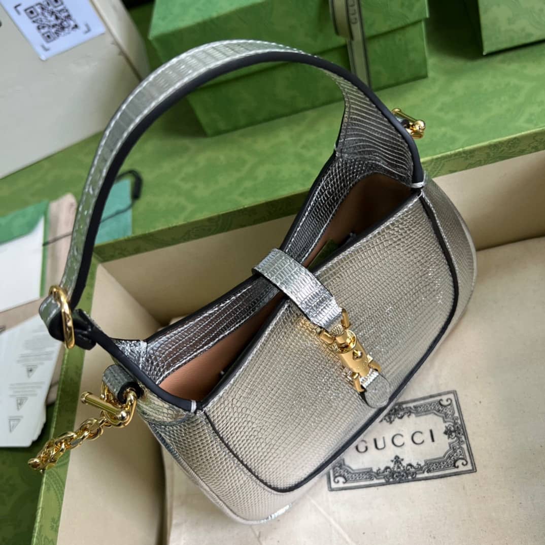 Gucci Jackie 1961 Mini Shoulder Bag Silver Leather 675799 Replica