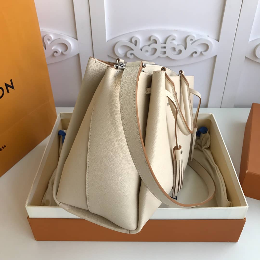 Louis Vuitton Lockmeto Leather Tote Replica White M54569