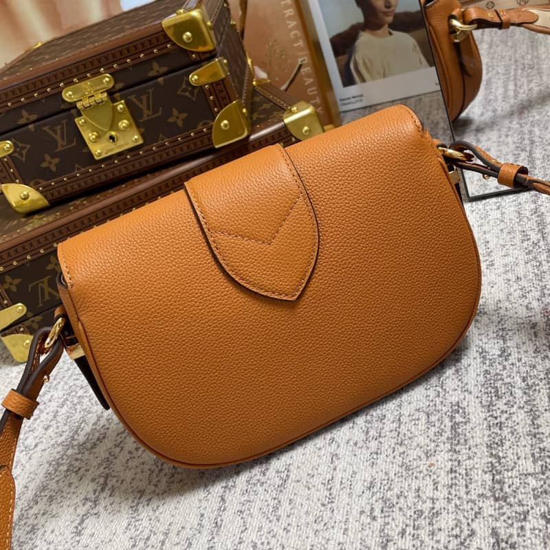 Louis Vuitton Pont 9 Soft MM Grained Calfskin Leather Replica Bag Orange M58968
