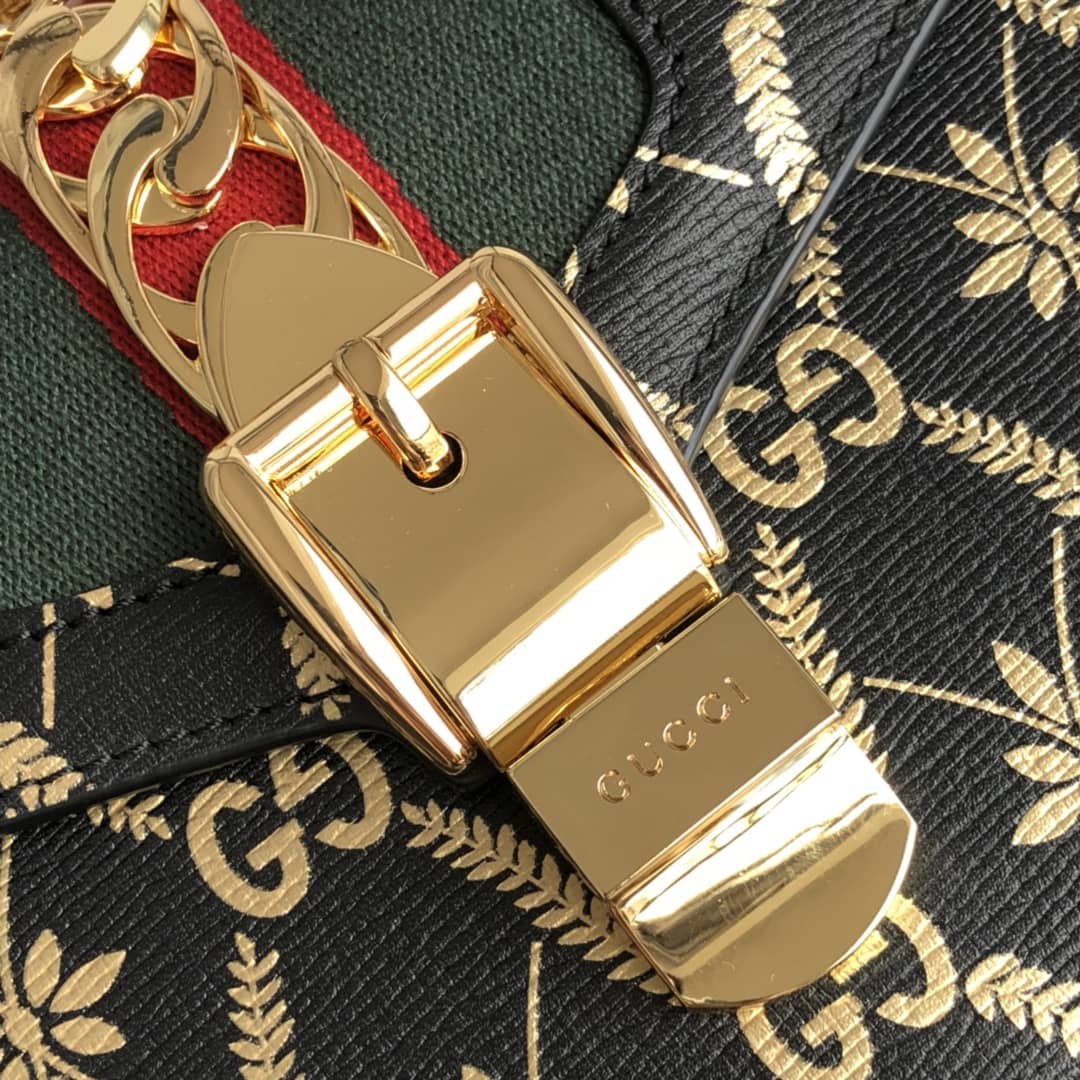 Gucci Sylvie Leather Mini Shoulder Bag Replica White Black 470270