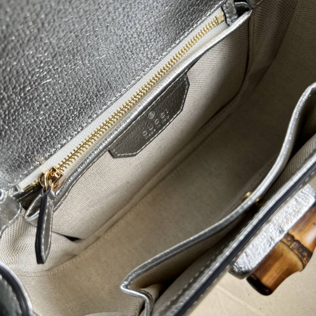 Gucci Bamboo 1947 Small Top Handle Bag 675797 Sliver Replica