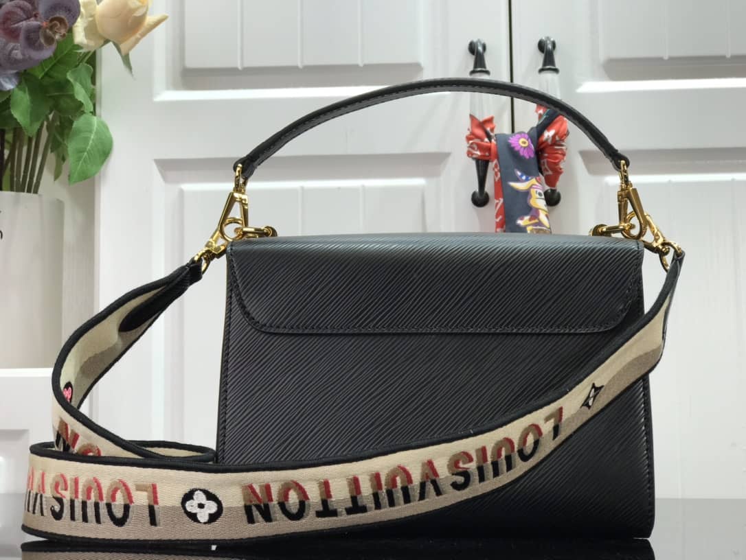 Louis Vuitton Twist MM Golden Lock Handle Epi Leather Replica Crossbody Bag Black M57506