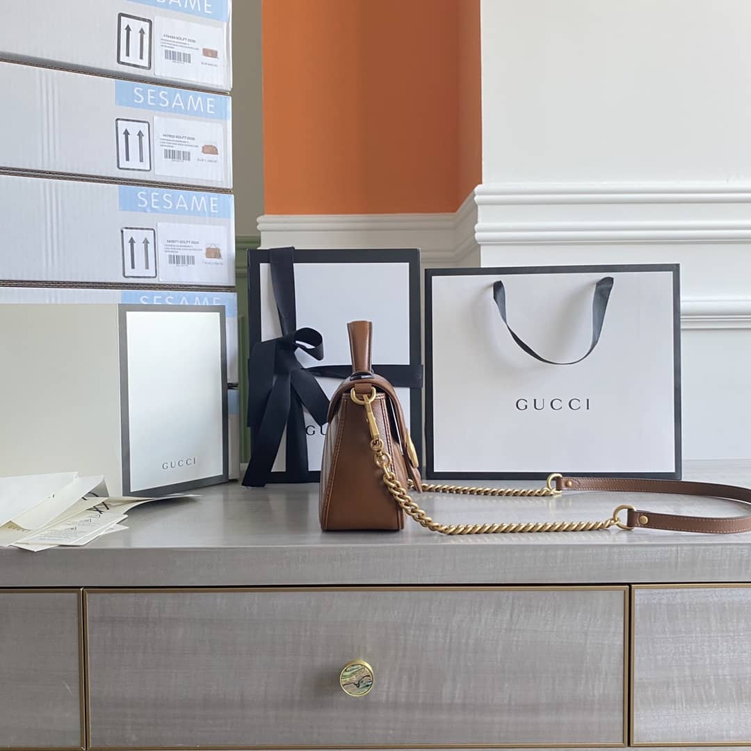 Gucci GG Marmont Mini Top Handle Bag Replica Brown 583571