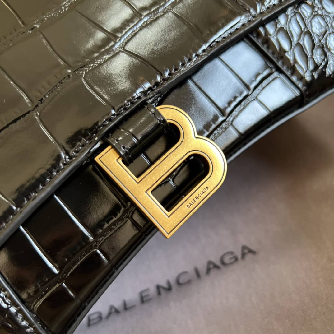 Balenciaga Hourglass Leather Top Handle Replica Bag