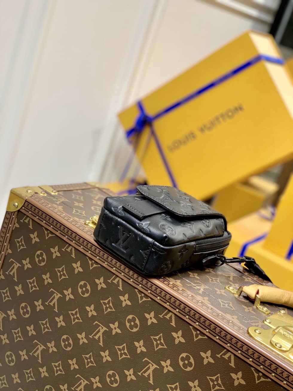 Louis Vuitton x Nigo Flap Double Pouch Black M81005 Replica Phone Bag