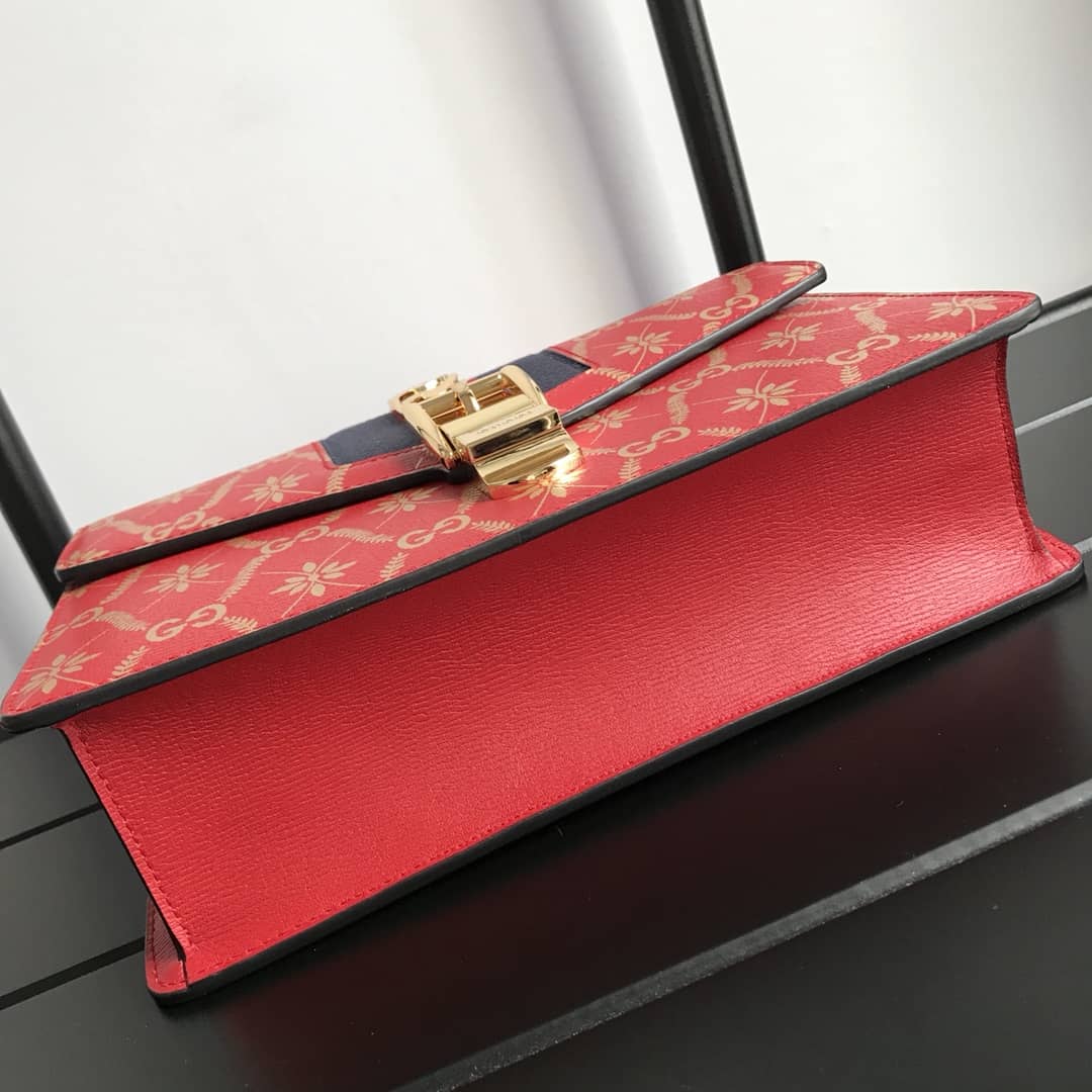 Gucci Sylvie Small Leather Shoulder Bag Replica Red 524405