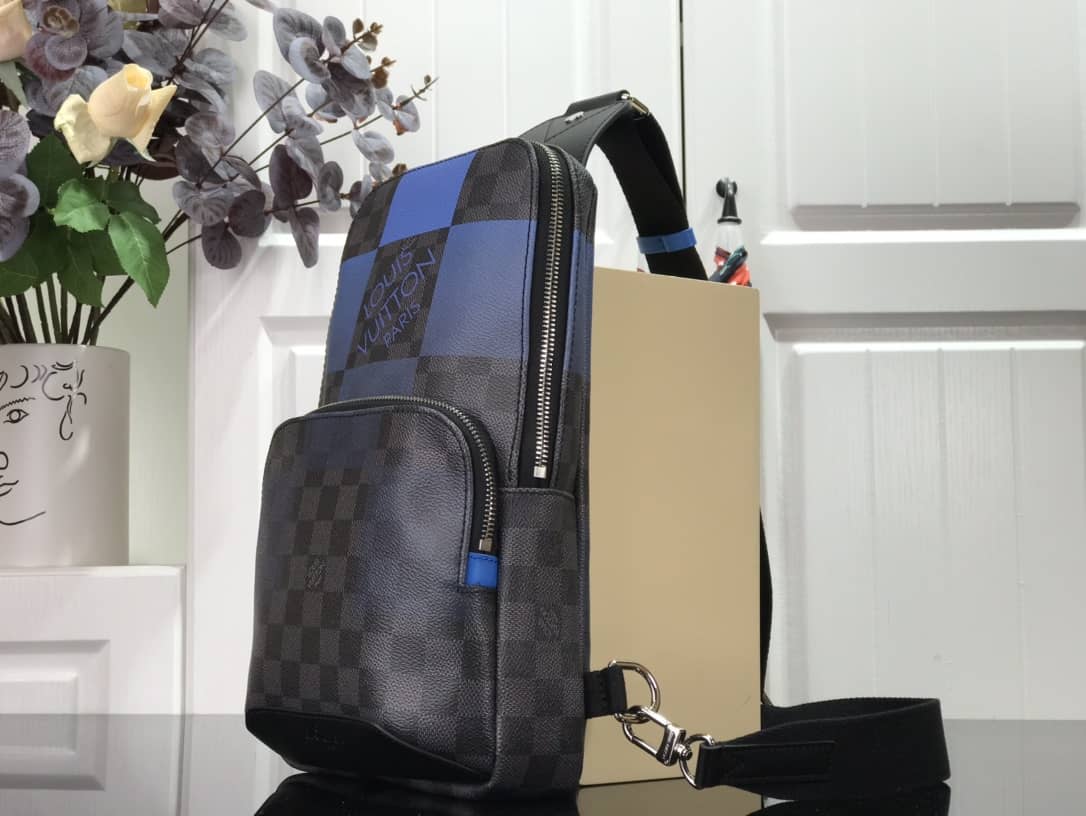 Louis Vuitton Damier Graphite Mens Avenue Replica Sling Bag Black Blue N40403