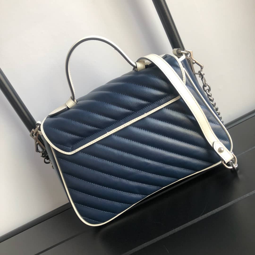 Gucci Marmont Dupe Small Handle Shoulder Bag Replica Blue 498110
