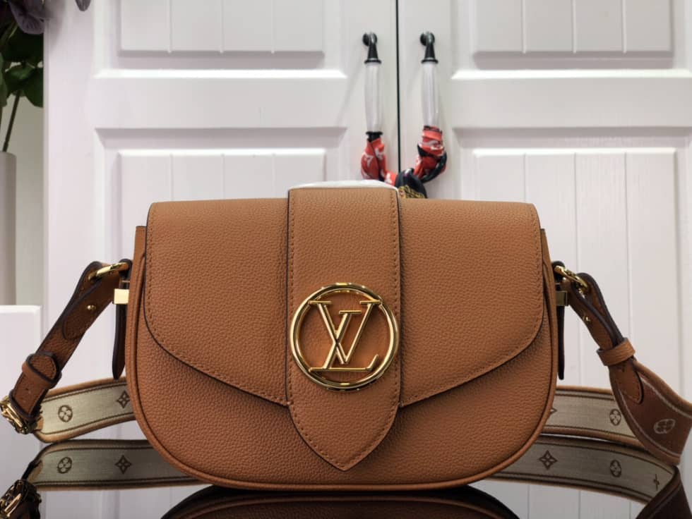 Louis Vuitton Pont 9 Soft MM Grained Calfskin Brown M58967 Replica Crossbody Bag