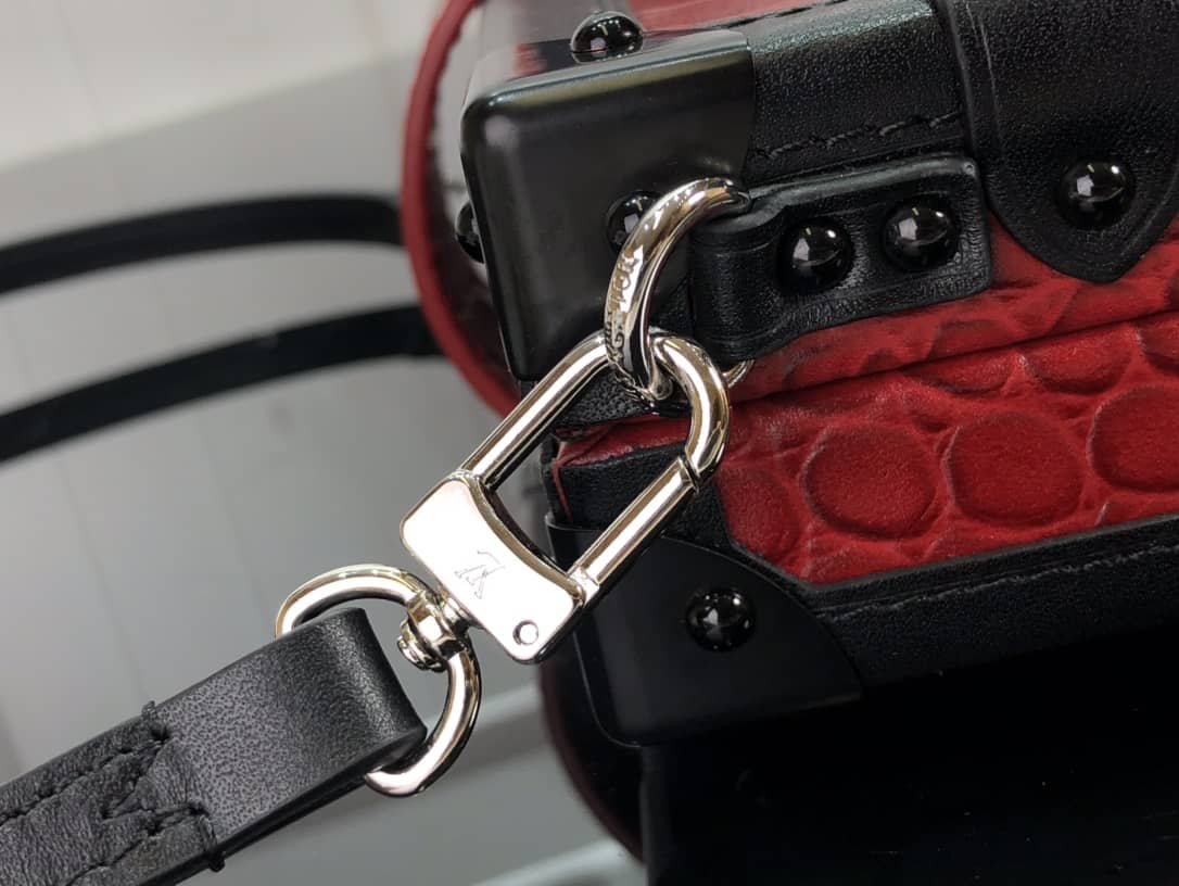 Louis Vuitton Petite Malle Brilliant Alligator Leather Replica Handbag Red N93817