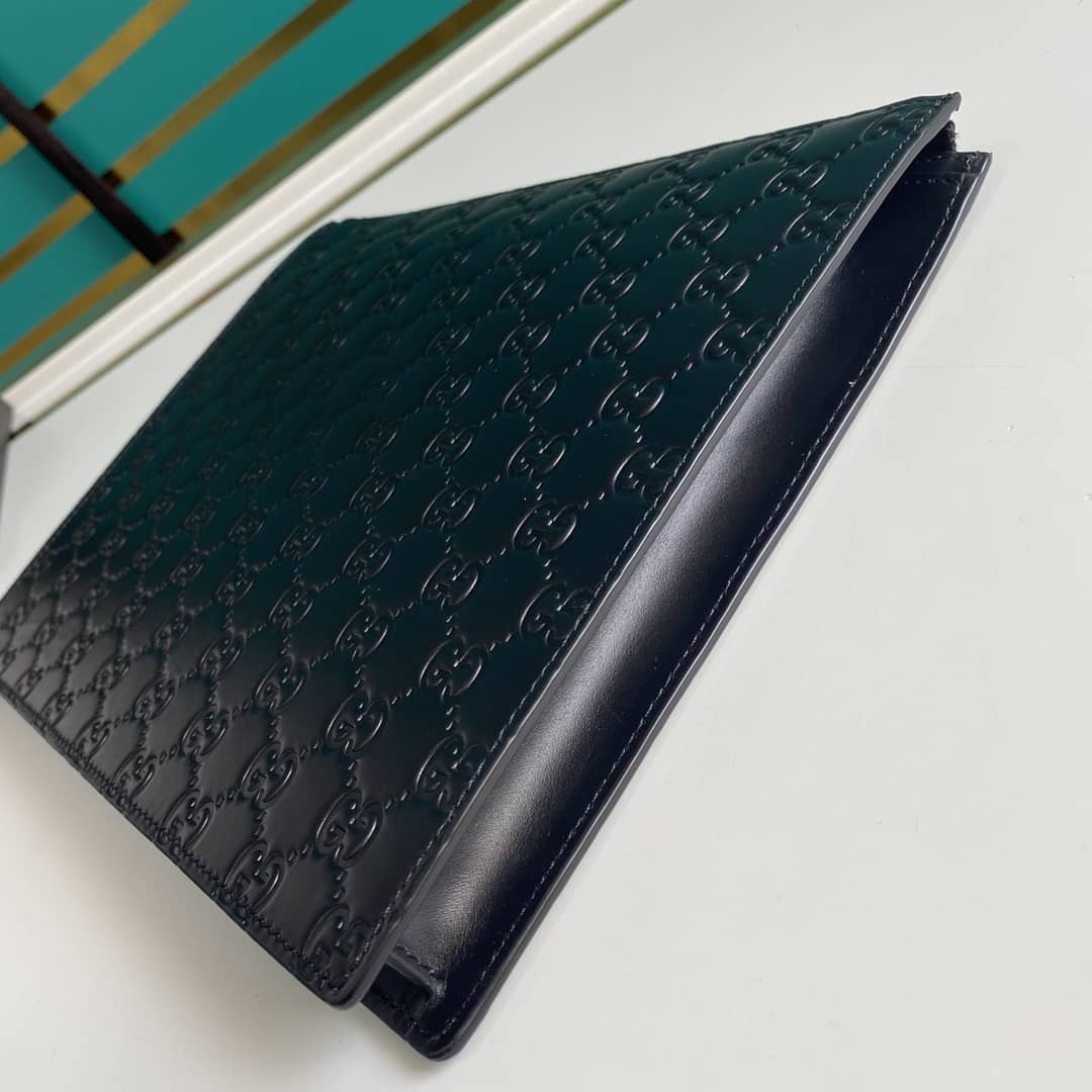 Gucci Embossed Logo Calf Leather Black Pouch 547074