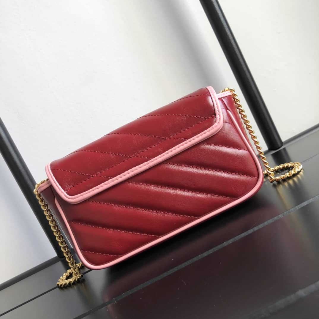 Gucci GG Marmont Mini Matelasse Leather Shoulder Bag Replica Red 574969