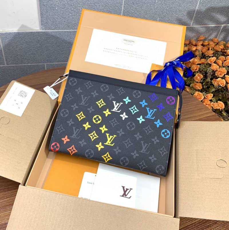 Louis Vuitton Monogram Eclipse Canvas Replica Pochette Voyage MM Black M61692