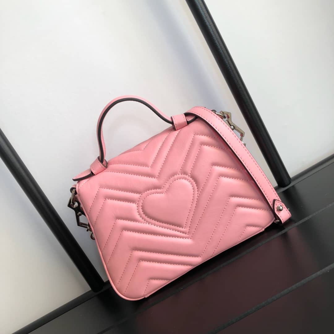 Gucci GG Marmont Mini Leather Top Handle Bag Replica Pink 547260