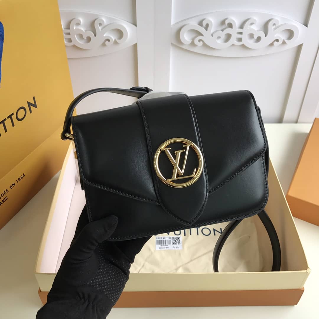 Louis Vuitton Pont9 Neuf Leather Replica Shoulder Bag Black M55948
