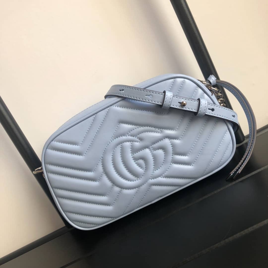 Gucci GG Marmont Small Shoulder Handbag Camera Bag Replica Blue 447632