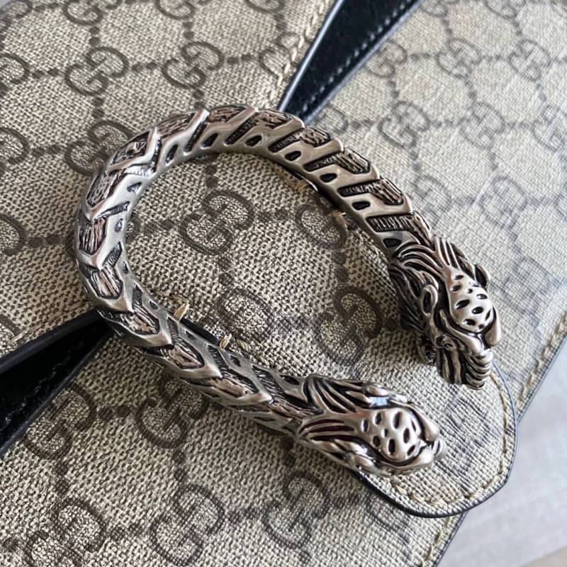 Gucci Dionysus Dupe GG Supreme Dionysus Chain Replica Shoulder Bag Gray Black 400249