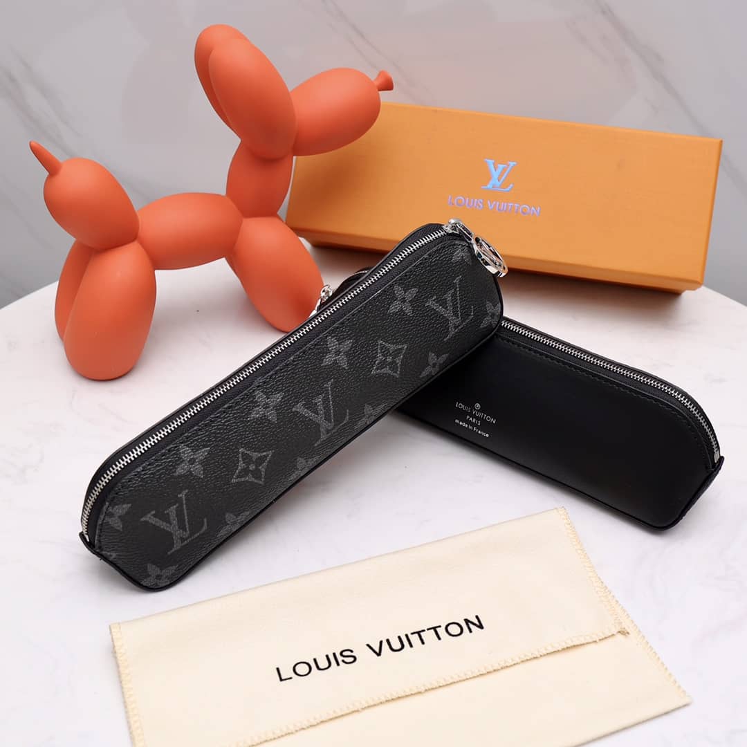 Louis Vuitton Pencil Pouch Elizabeth Monogram Canvas Replica Black GI0009