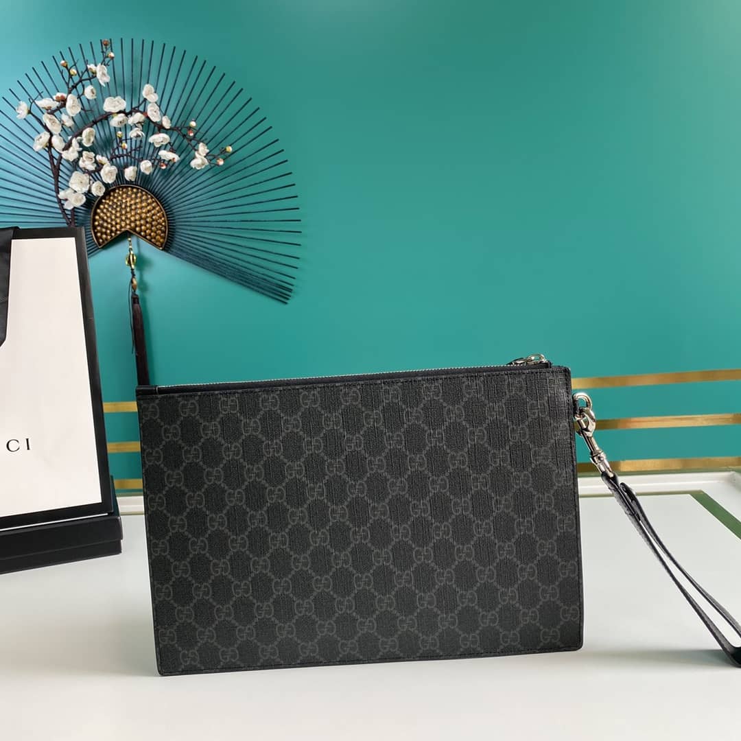 Gucci GG Supreme PVC Clutch Black Replica 433666