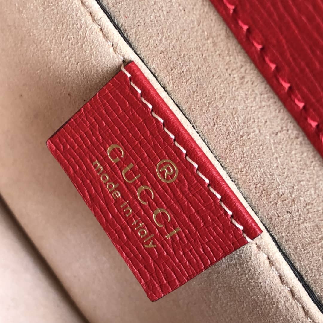 Gucci Sylvie Leather Mini Shoulder Bag Replica White Red 470270