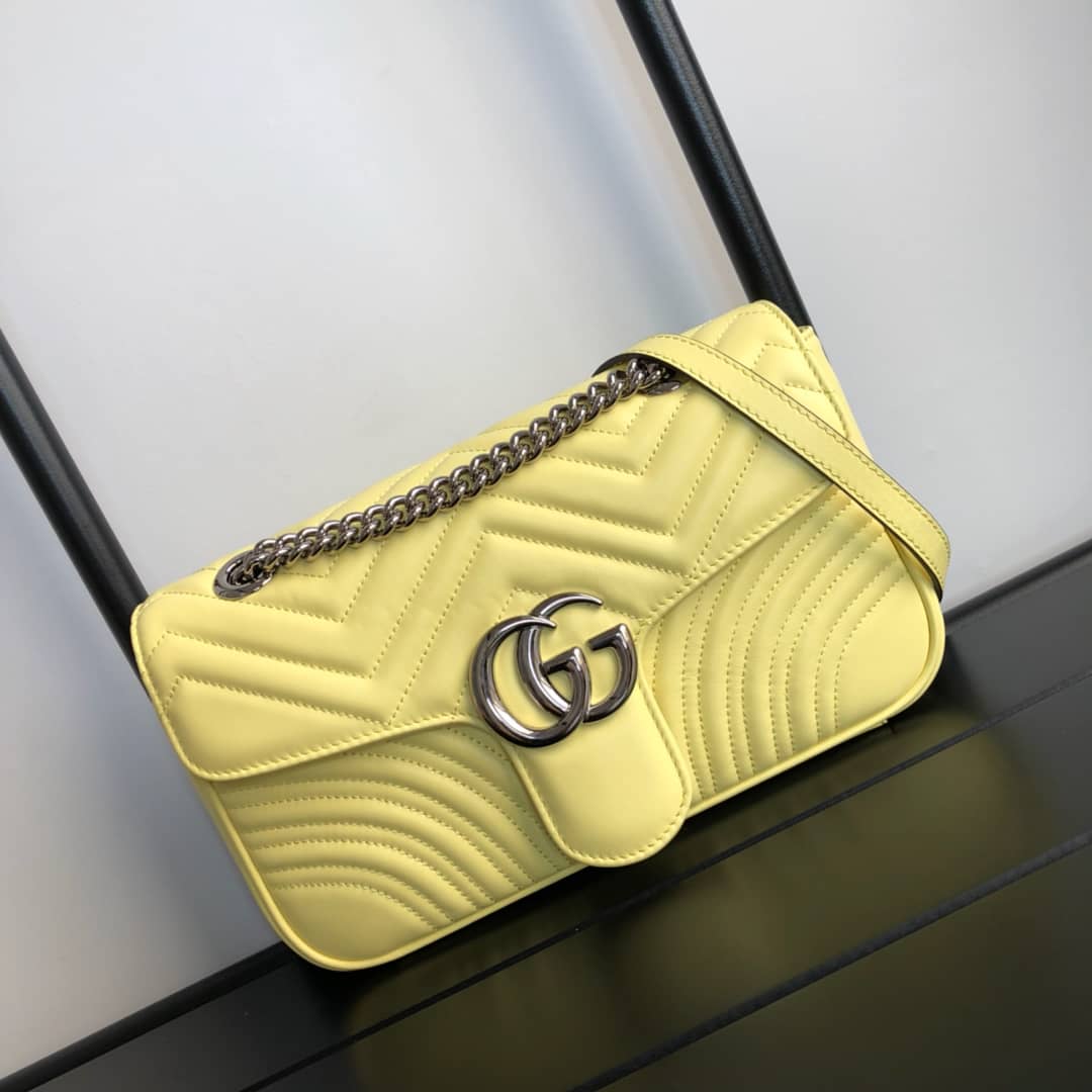 Gucci GG Marmont Matelasse Shoulder Bag Replica Yellow 443497