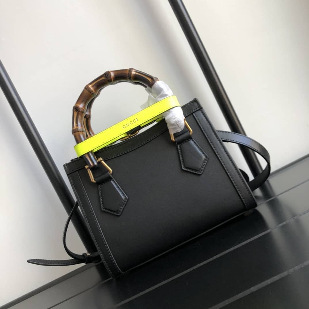 Gucci Diana Mini Bamboo Tote Bag Replica Black 655661