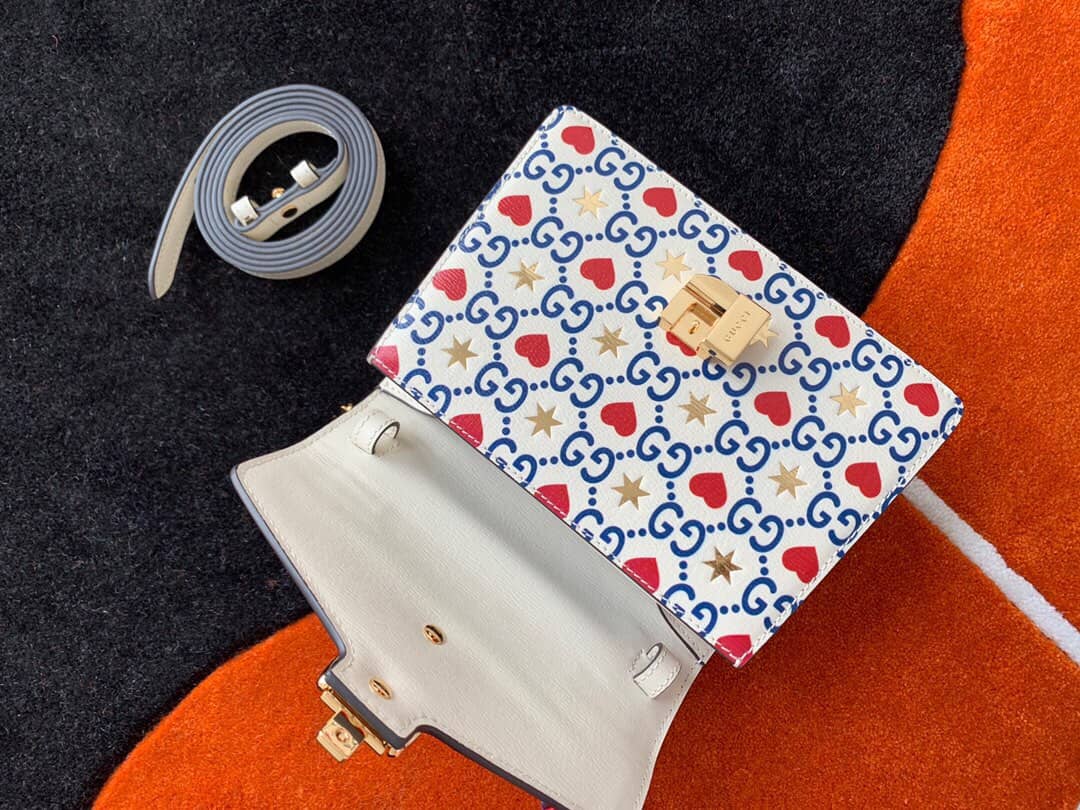 Gucci Sylvie Leather Mini Shoulder Bag Replica White Blue 470270