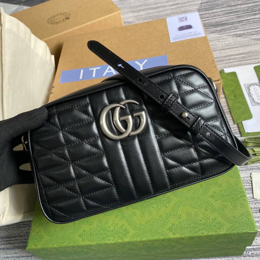 Gucci GG Marmont Small Shoulder Handbag Camera Bag Replica Black 447632
