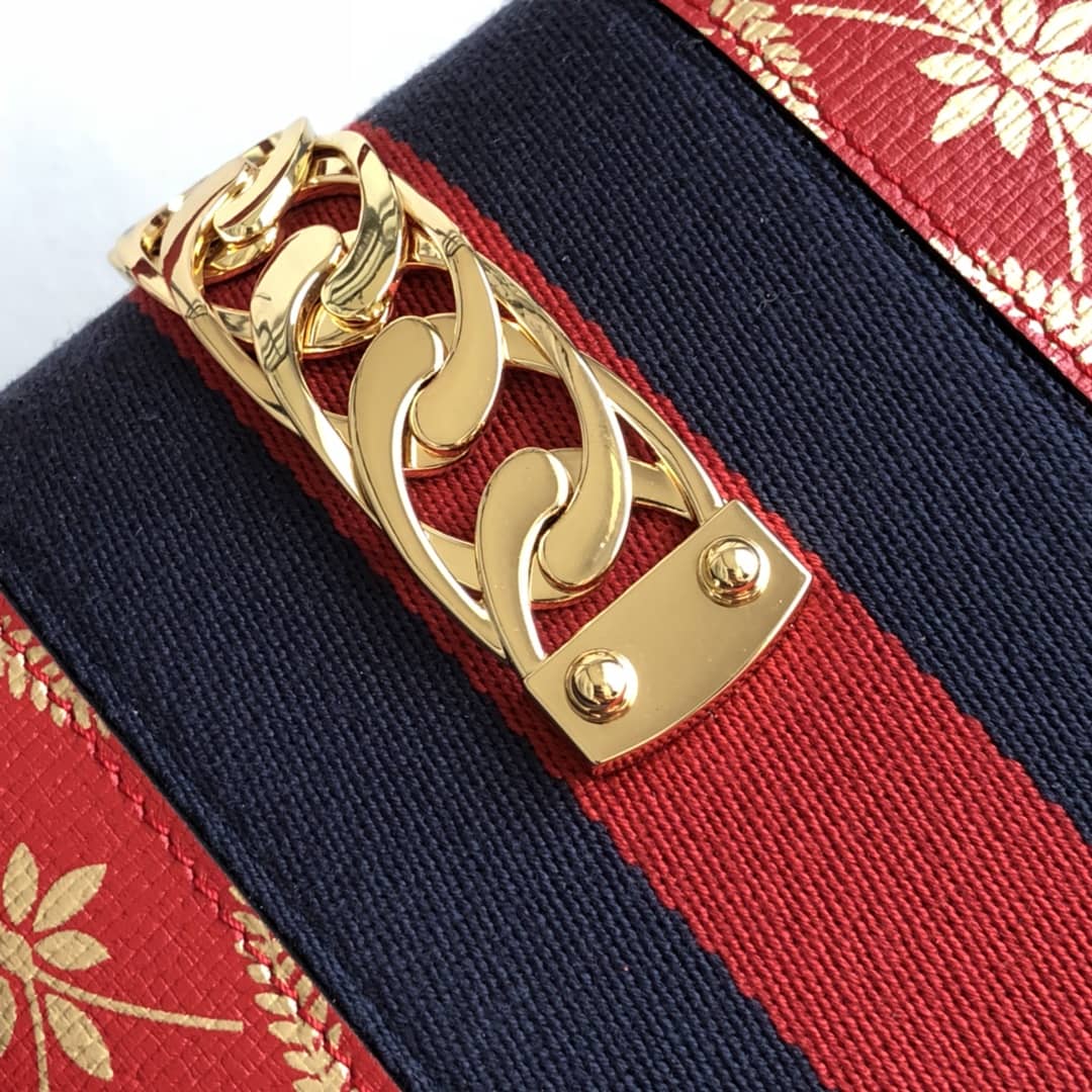 Gucci Sylvie Leather Mini Shoulder Bag Replica White Red 470270