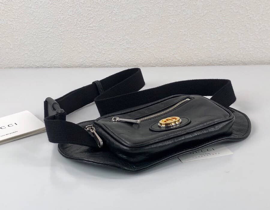 Gucci Soft Leather Belt Bag Replica Black 575857