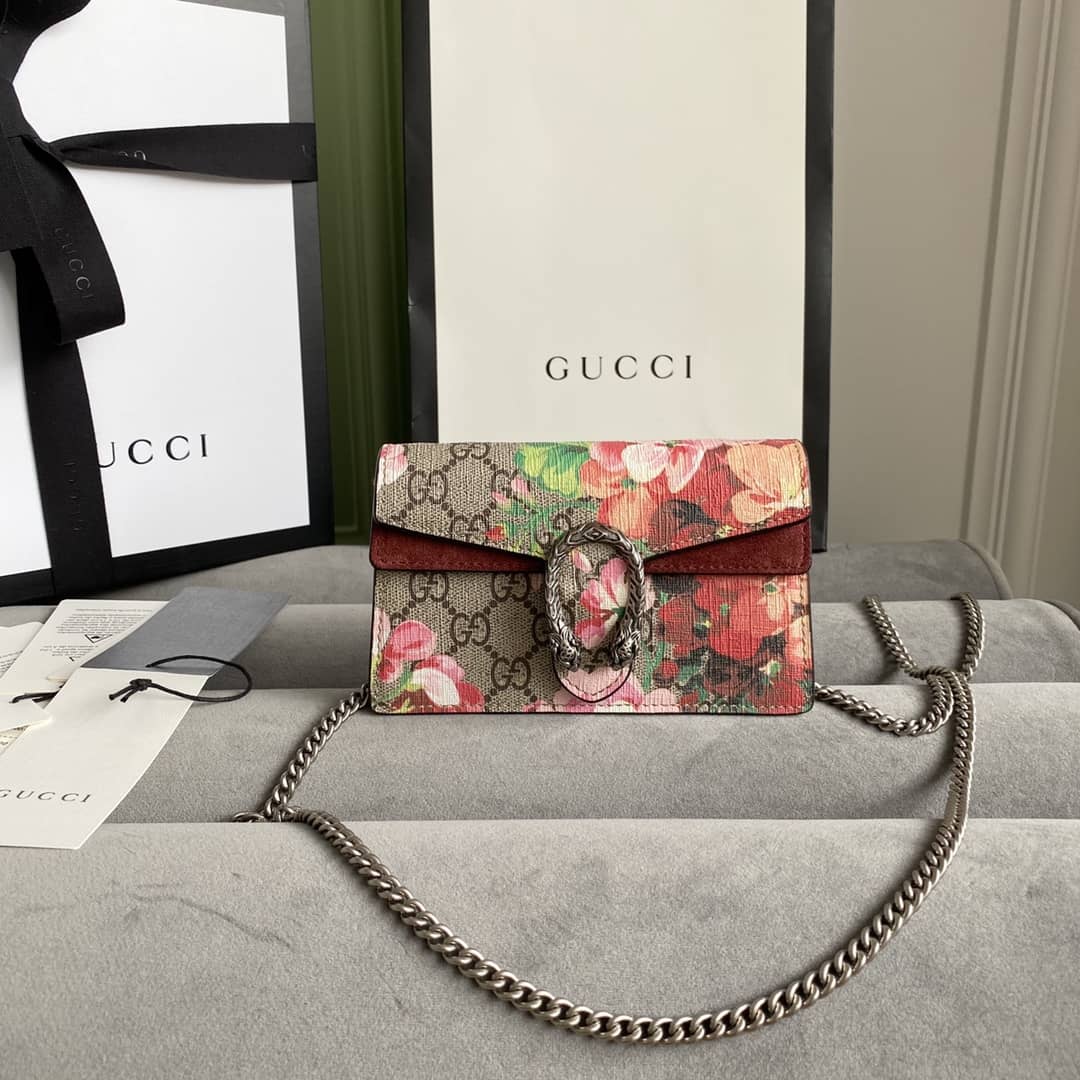 Gucci Dionysus GG Supreme Super Mini Bag Replica Brown Red 476432