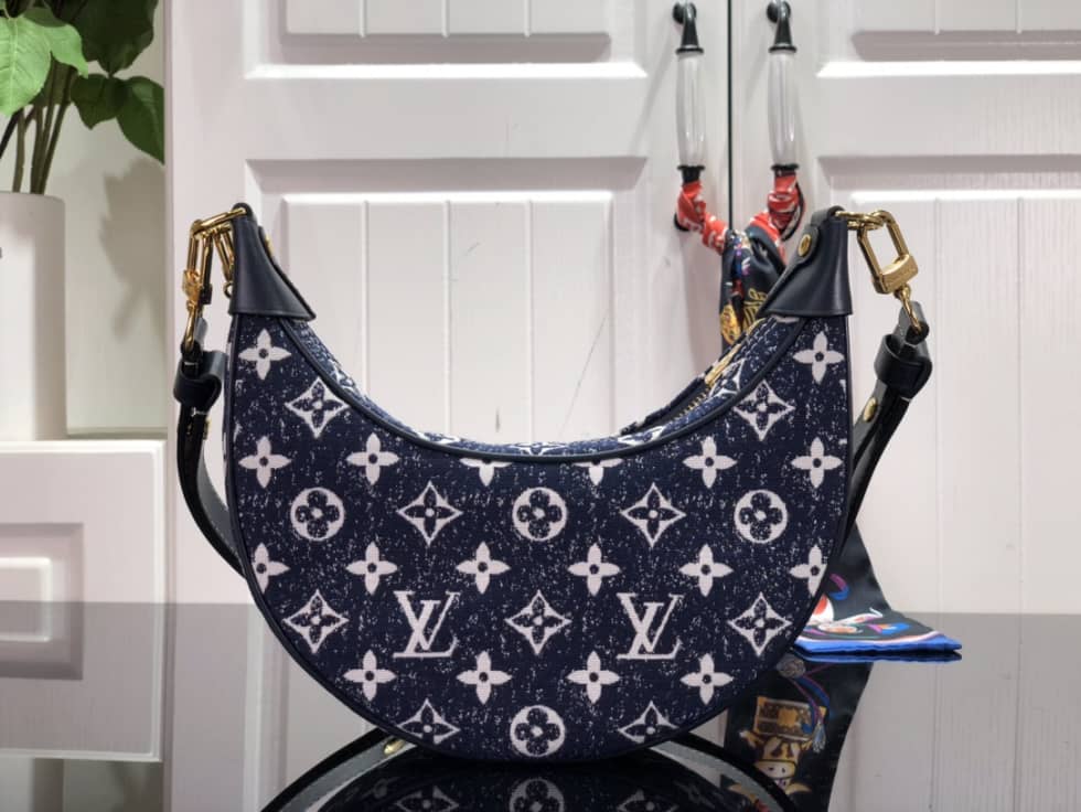 Louis Vuitton Loop Monogram Denim Ecru Blue M81094 Replica Hobo