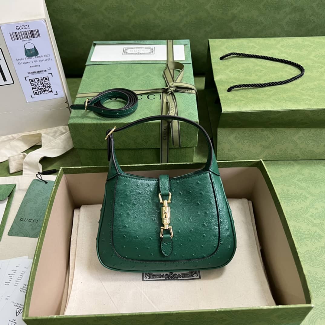Gucci Jackie 1961 Ostrich Mini Hobo 637091 Replica Shoulder Bag