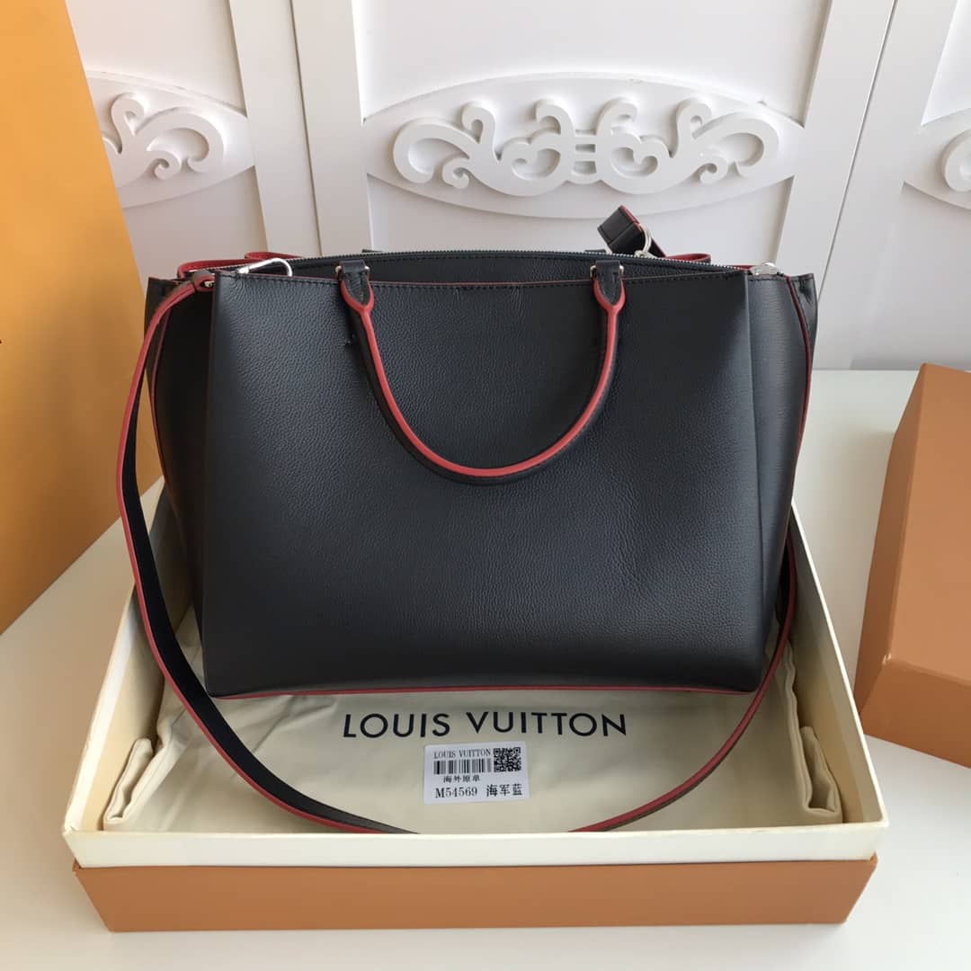 Louis Vuitton Lockmeto Leather Tote Replica Black M54569