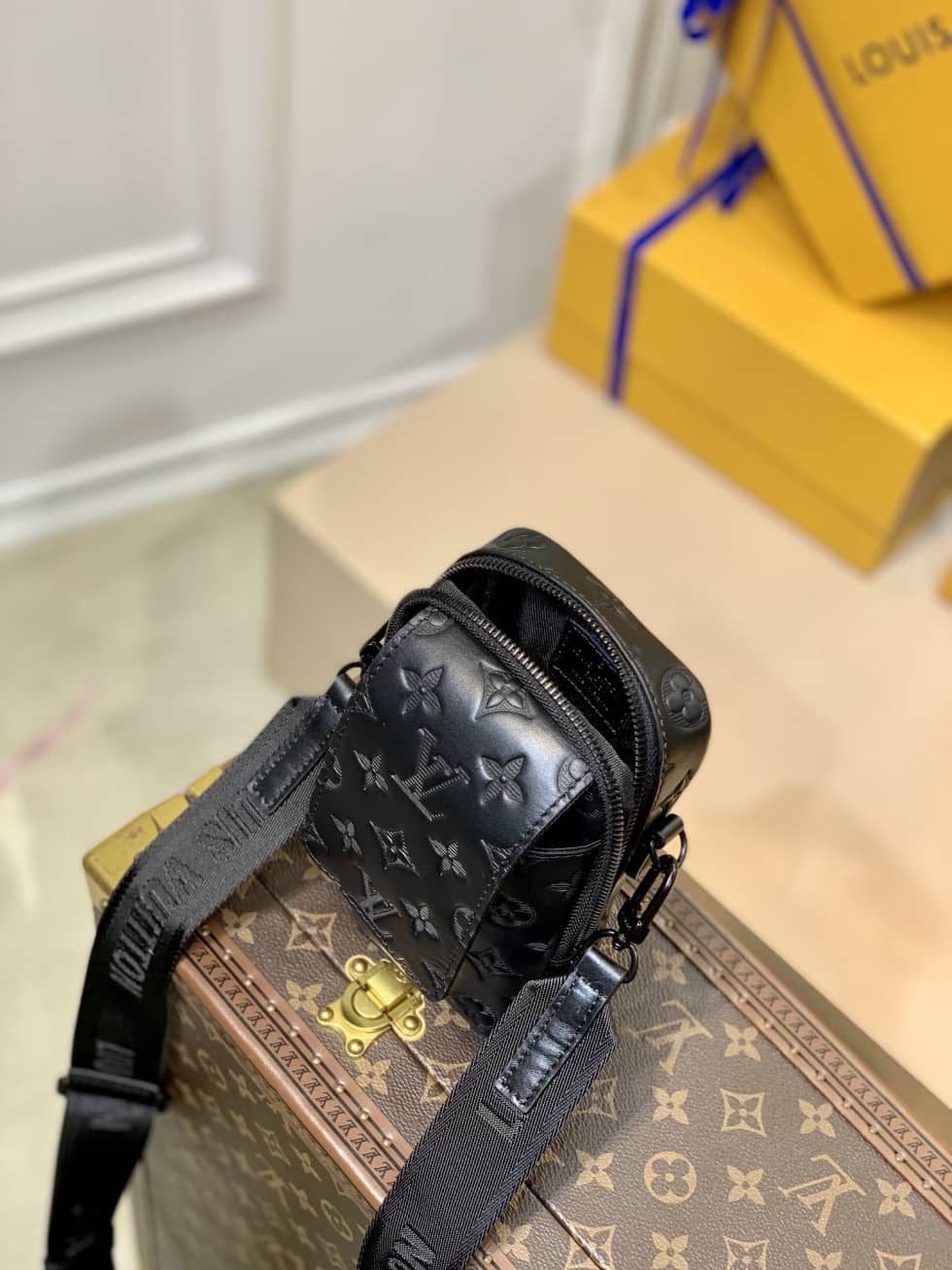 Louis Vuitton x Nigo Flap Double Pouch Black M81005 Replica Phone Bag