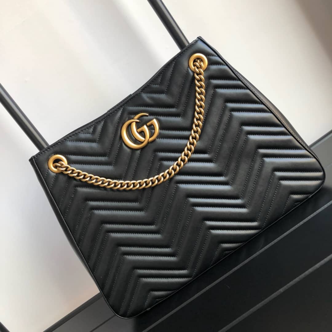 Gucci GG Marmont Chain Shoulder Bag Replica Black 453569