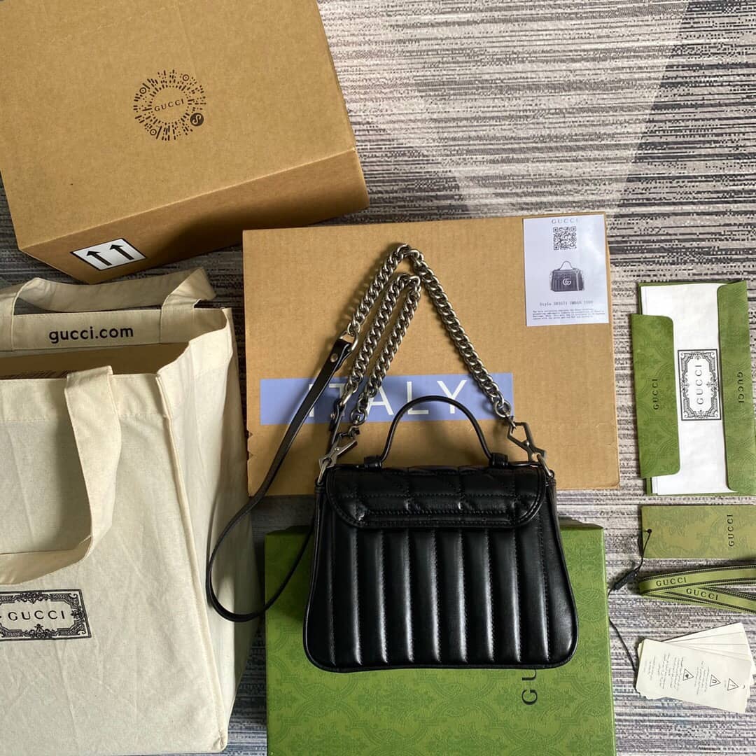 Gucci GG Marmont Mini Top Handle Bag Replica Black 583571