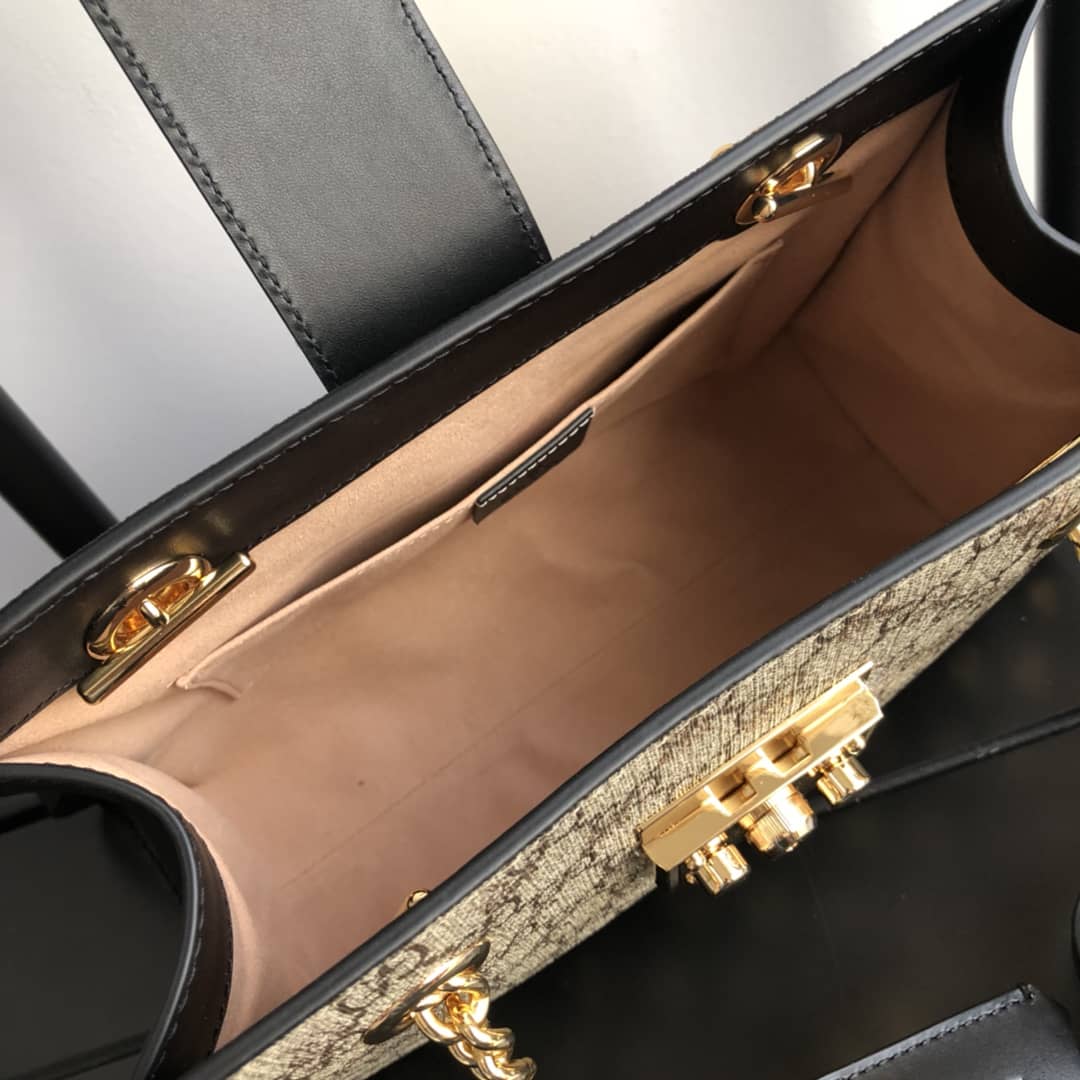 Gucci Padlock Small GG Supreme Canvas Shoulder Bag Replica Brown 498156