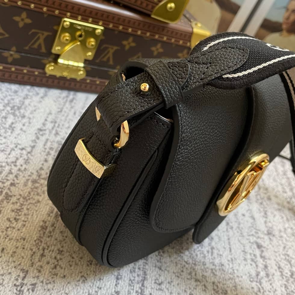 Louis Vuitton Pont 9 Soft MM Grained Calfskin Black M58967 Replica Crossbody Bag