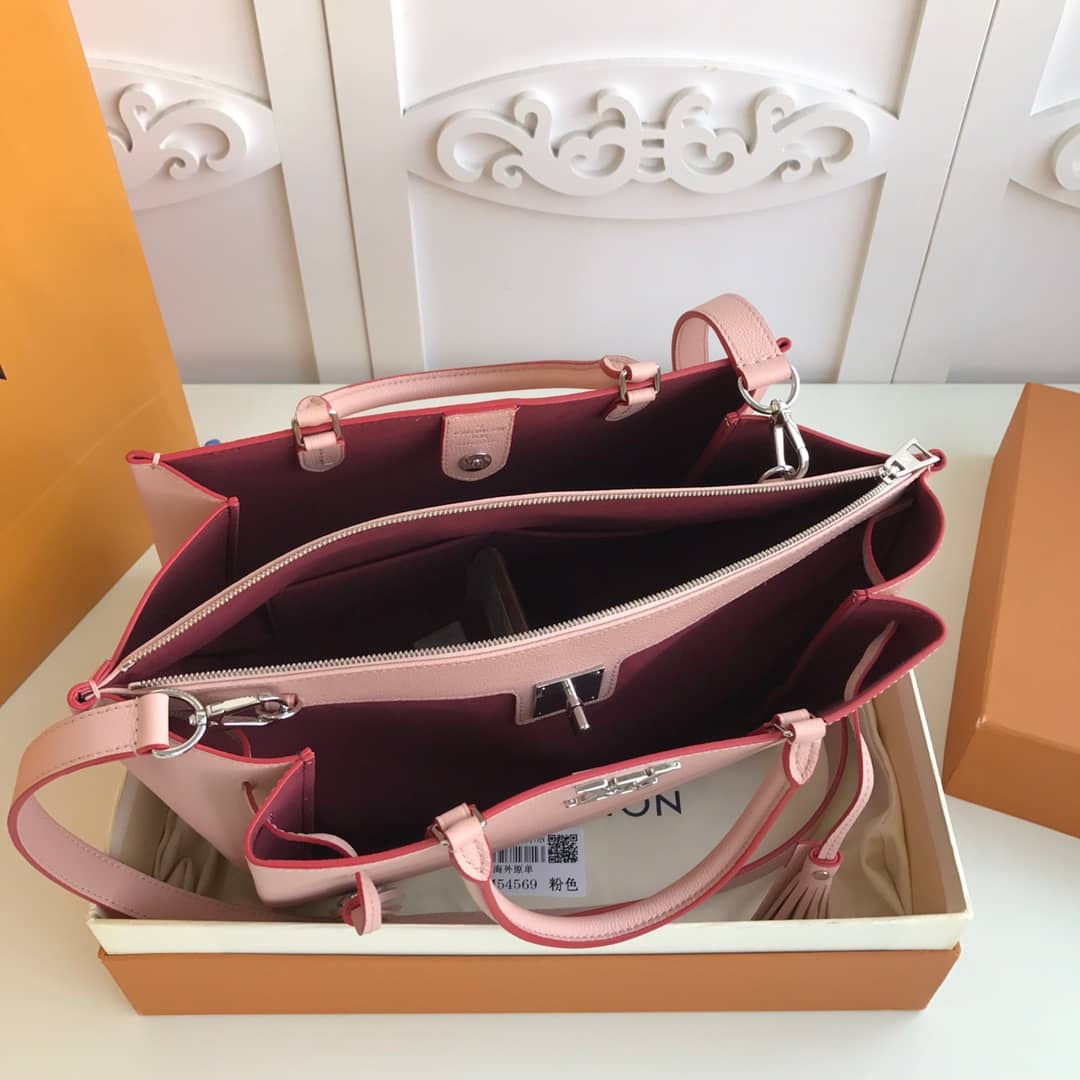 Louis Vuitton Lockmeto Tote Leather Tote Replica Pink M54569