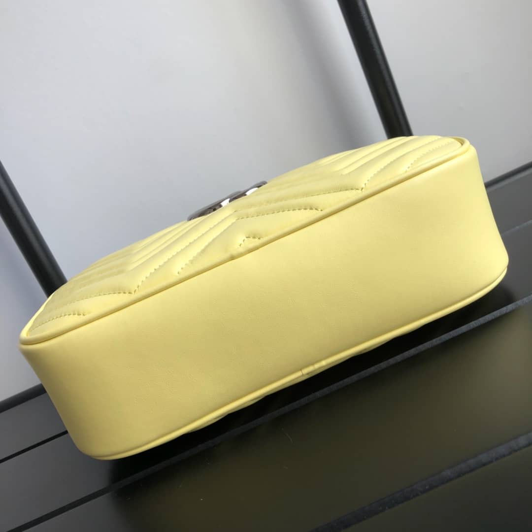 Gucci Handbag Dupes GG Marmont Small Shoulder Handbag Camera Bag Replica Yellow 447632
