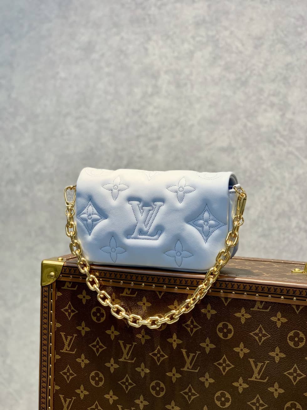 Louis Vuitton Wallet On Strap Bubblegram Blue Glacier M81399 Replica