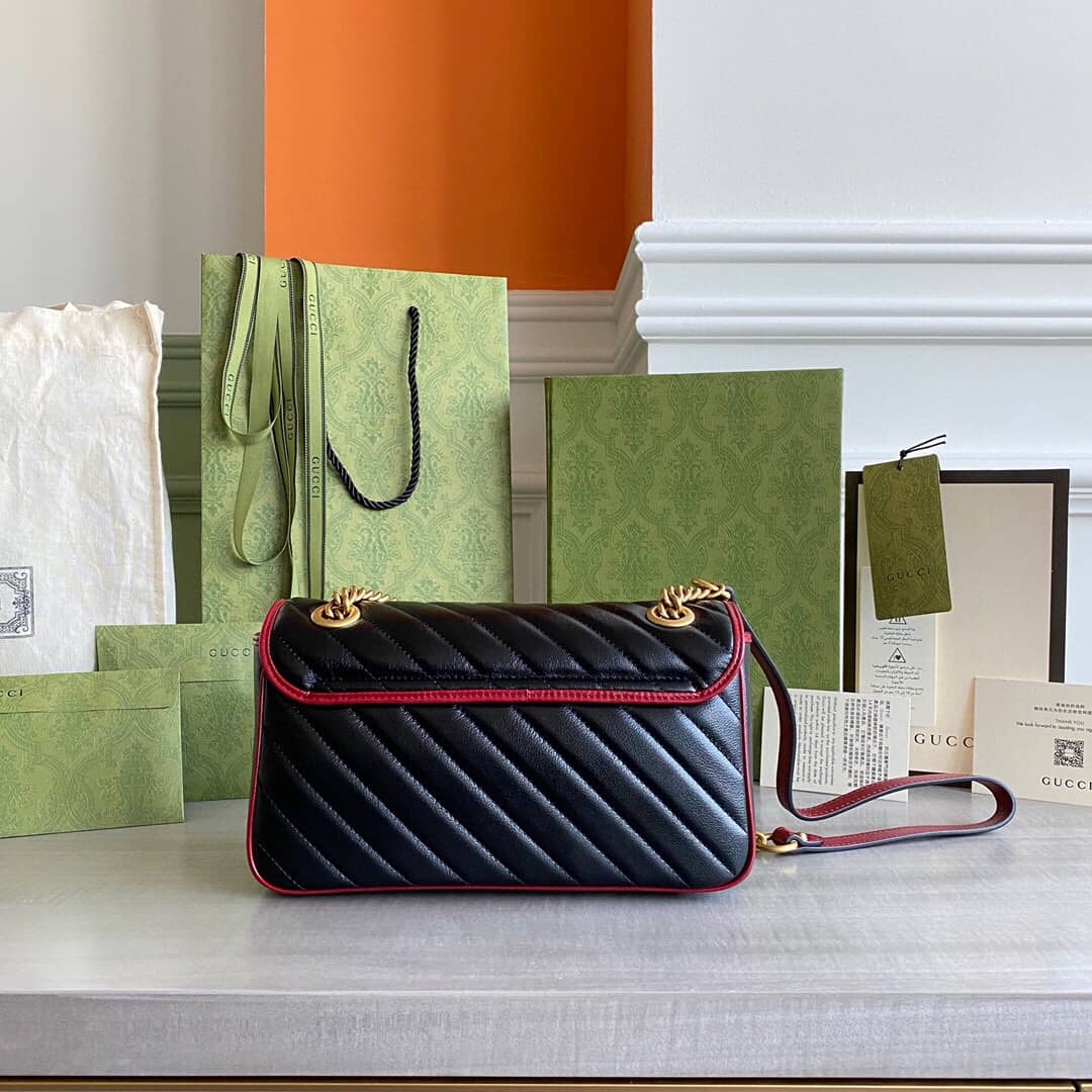 Gucci GG Marmont Matelasse Shoulder Bag Replica Black 443497