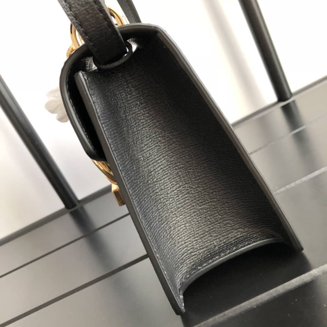 Gucci Sylvie Leather Mini Shoulder Bag Replica White Black 470270