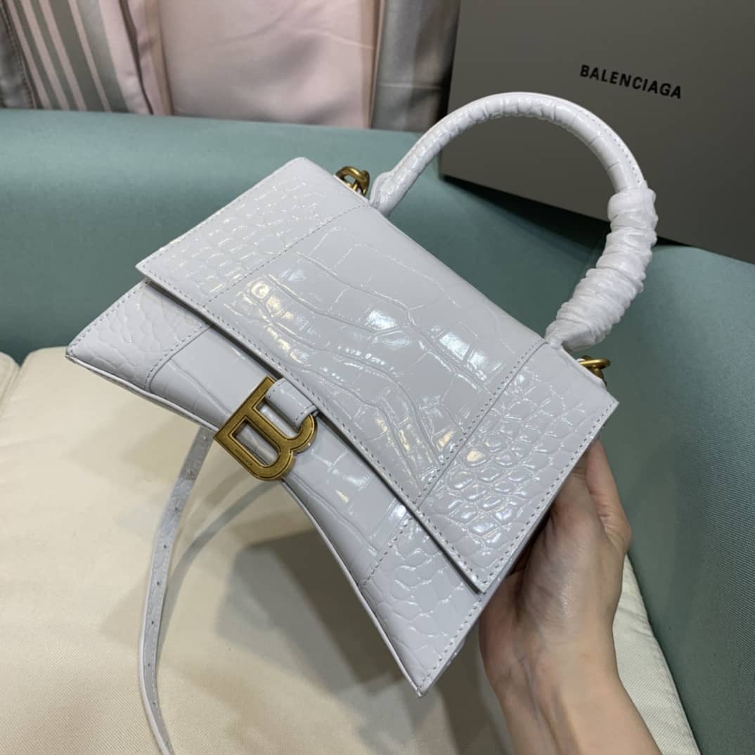 Balenciaga Hourglass Leather Top Handle Replica Bag