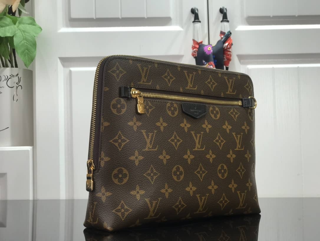 Louis Vuitton Monogram Eclipse Canvas Replica Pouch Brown M60417